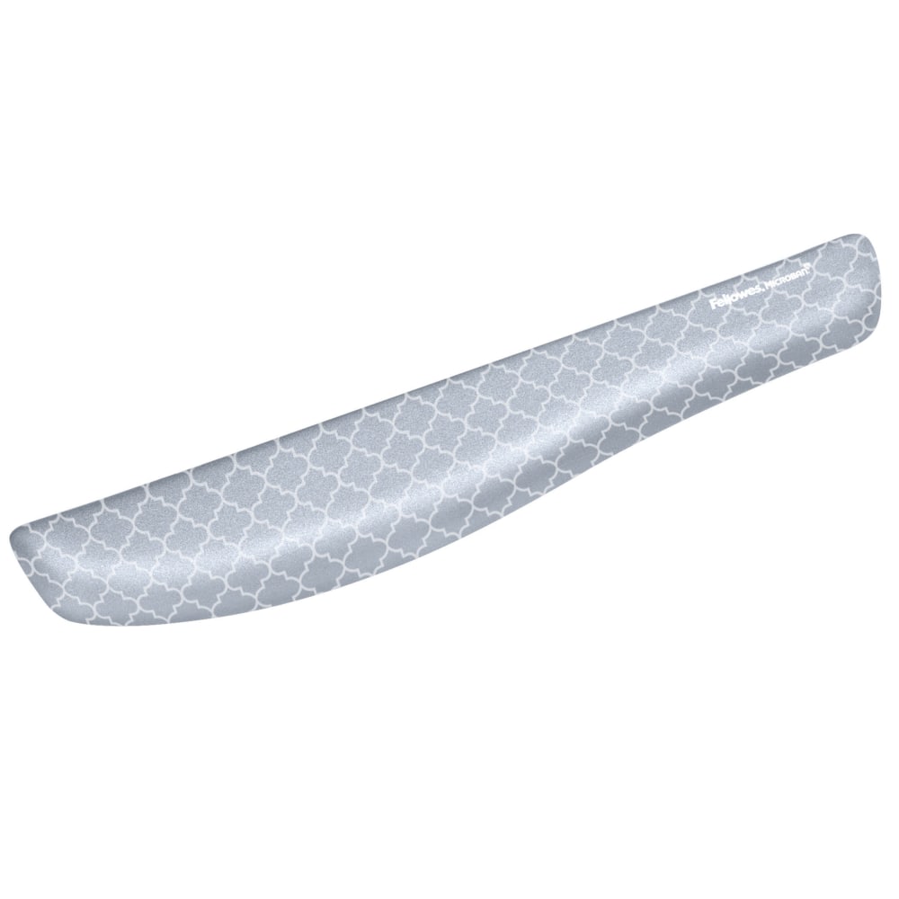 Fellowes PlushTouch Memory Foam Keyboard Wrist Rest with Microban, 1in H x 18 1/8in W x 3 3/16in D, Lattice Pattern, Gray/White