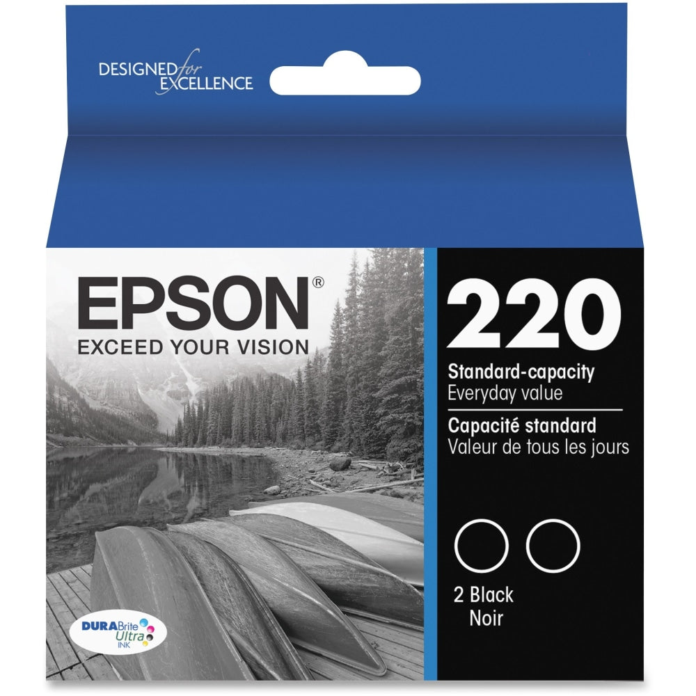 Epson R12X DuraBrite Ultra Black Ink Cartridges, Pack Of 2, T220