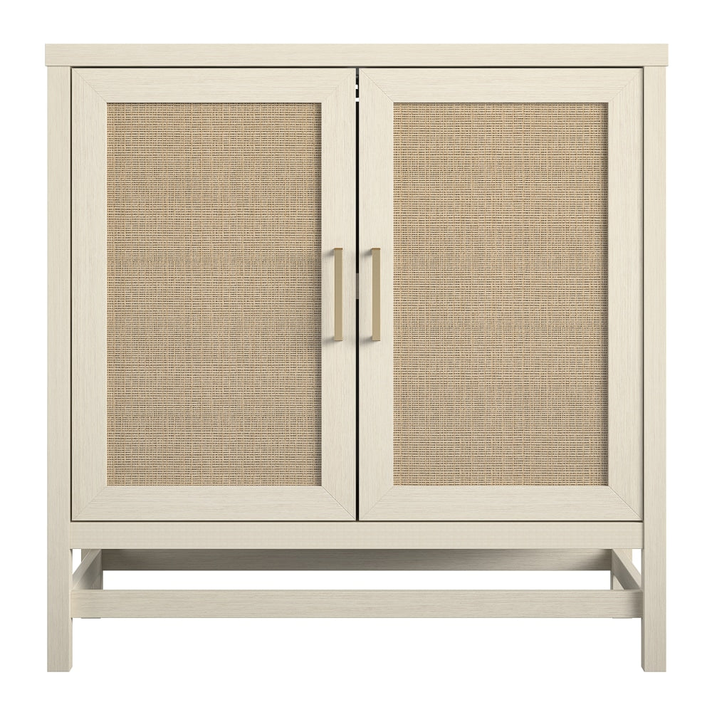 Ameriwood Home Lennon 2-Door Storage Cabinet, 36inH x 35-11/16inW x 15-11/16inD, Ivory