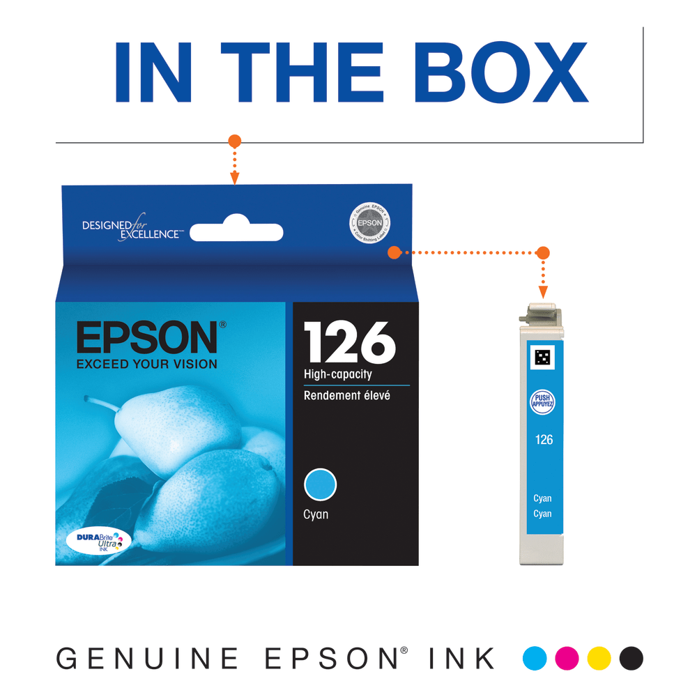 Epson 126 DuraBrite Cyan Ultra-High-Yield Ink Cartridge, T126220