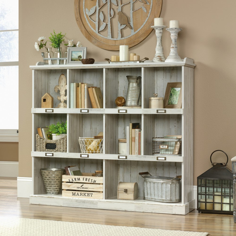 Sauder Barrister Lane 10-Cube Bookcase, White Plank