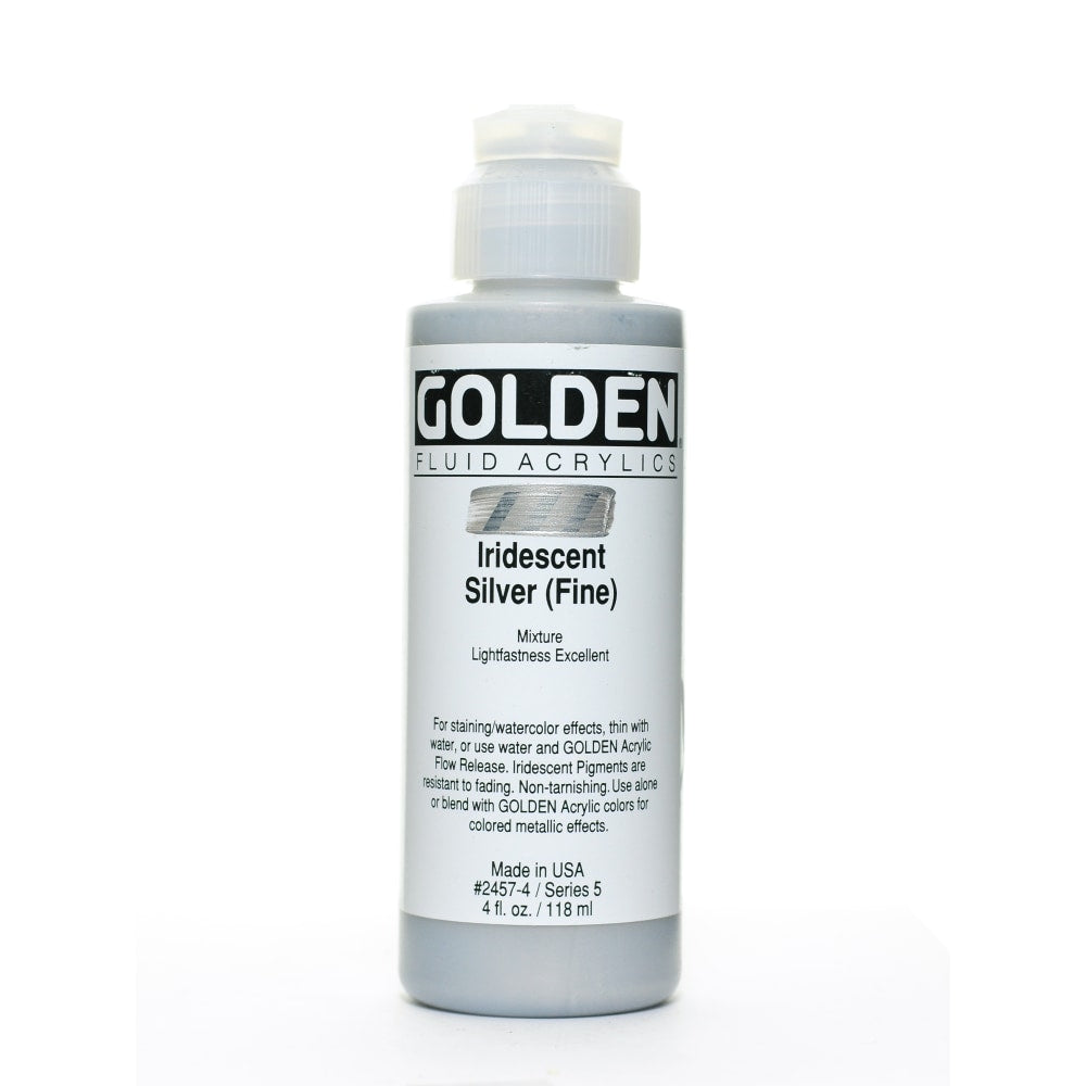 Golden Fluid Acrylic Paint, 4 Oz, Iridescent Silver Fine