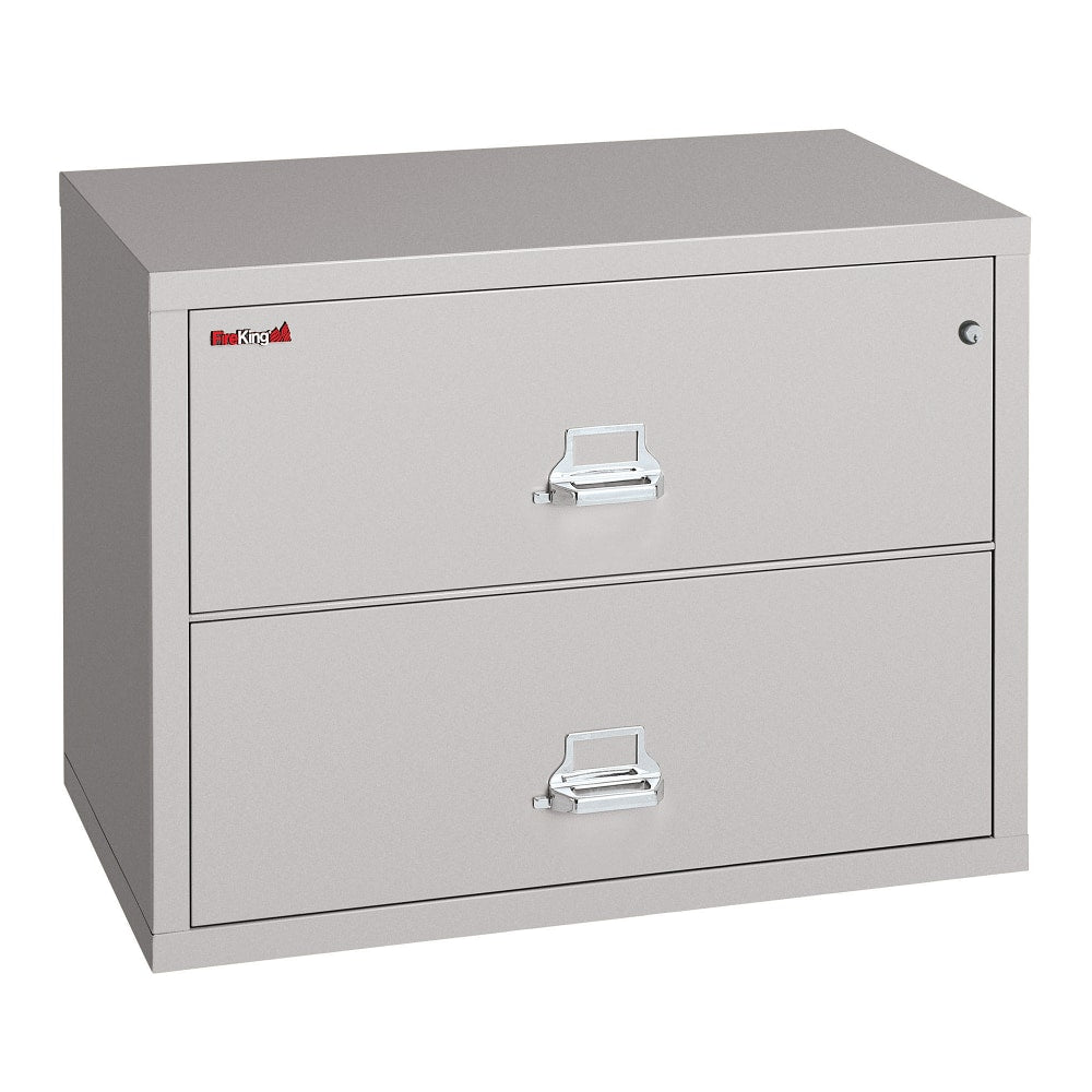 FireKing UL 1-Hour 22-1/8inW x 37-1/2inD Lateral 2-Drawer Fireproof File Cabinet, Platinum, White Glove Delivery