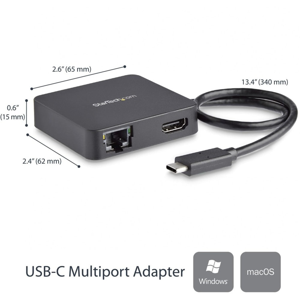 StarTech.com USB C Multiport Adapter - USB Type C to 4K HDMI / USB 3.0 / Gigabit Ethernet - Powered USB Hub - USB-C to USB Adapter - Add HDMI, Gigabit Ethernet, USB-A, and USB-C ports (5Gbps) to your laptop through a single USB Type C cable