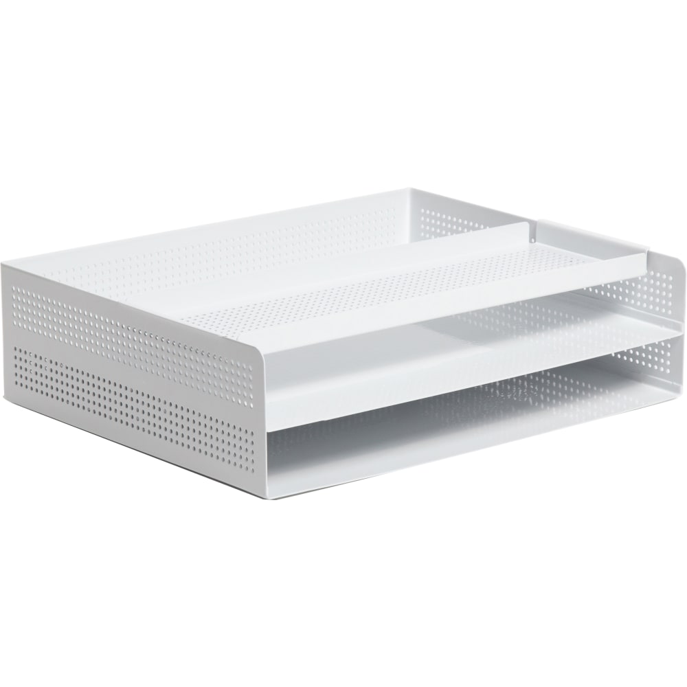 U Brands Modern Perforated Metal Paper Tray, Letter Size, White