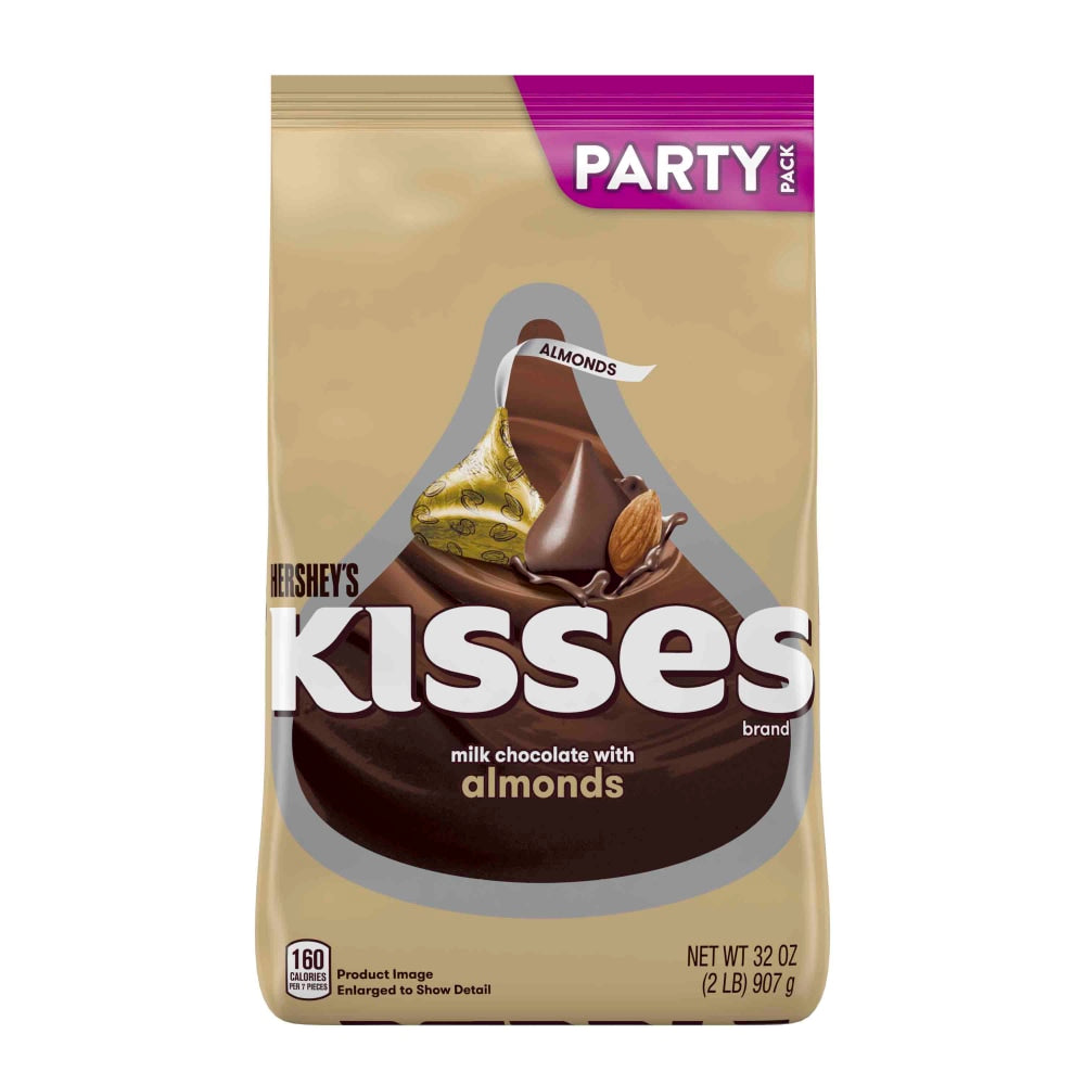 Hersheys Kisses Milk Chocolate With Almonds Candy, 32 Oz Bag