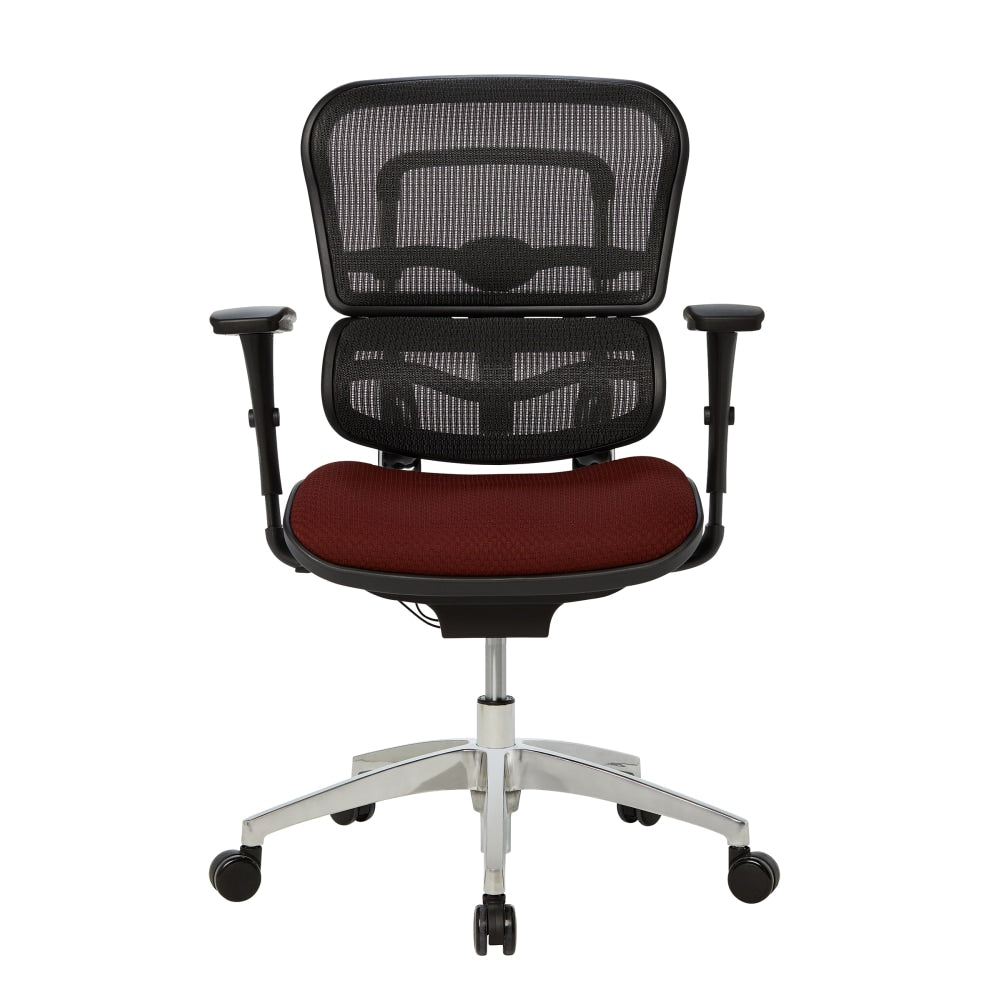 WorkPro 12000 Series Ergonomic Mesh/Premium Fabric Mid-Back Chair, Black/Burgundy, BIFMA Compliant