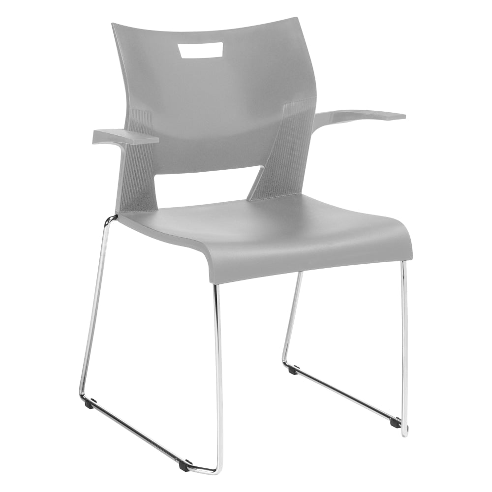 Global Duet Stackable Armchair, 32 1/4inH x 25 1/2inW x 23inD, Ivory Cloud/Chrome