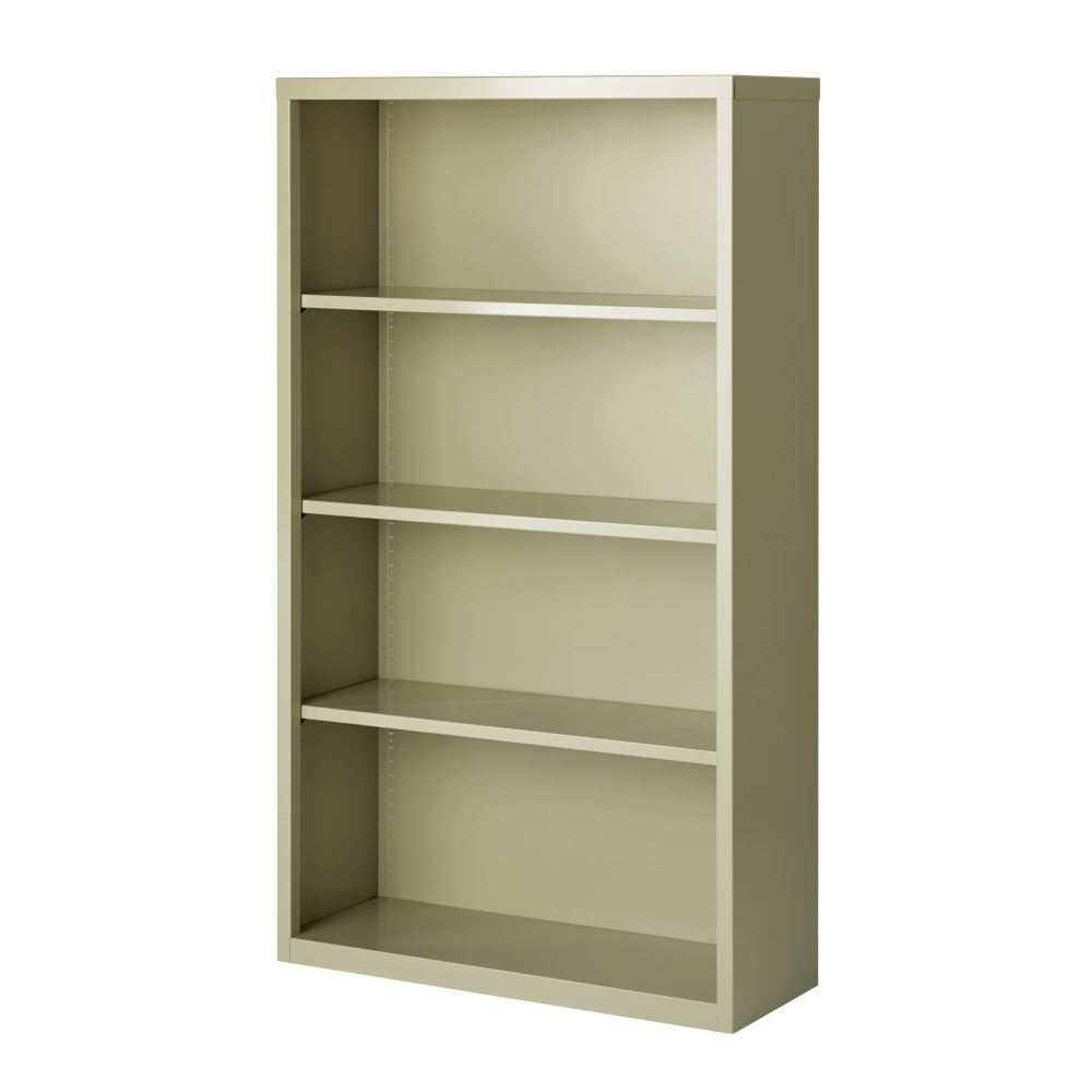 Hirsh 60inH 4-Shelf Metal Bookcase, Putty