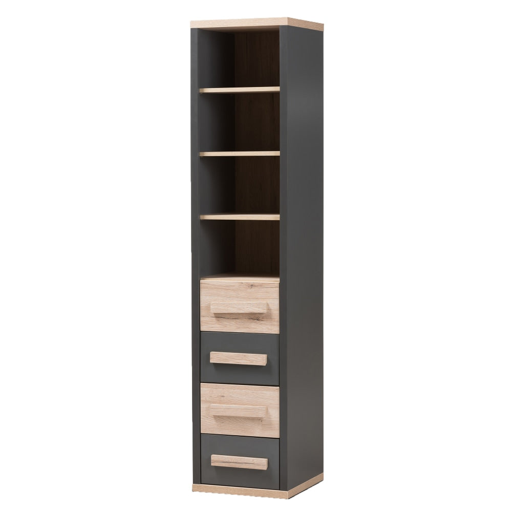 Baxton Studio Mert Storage Cabinet, Dark Gray/Oak Light Brown