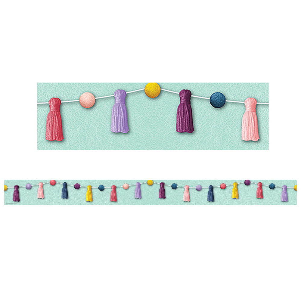 Teacher Created Resources Border Trim, Oh Happy Day Pom-Poms And Tassels, 35', Set Of 6 Packs