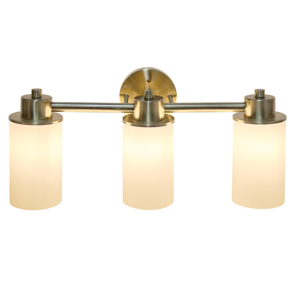 Lalia Home Essentix 3-Light Wall Mounted Vanity Light Fixture, 6-1/2inW, Opaque White/Antique Brass