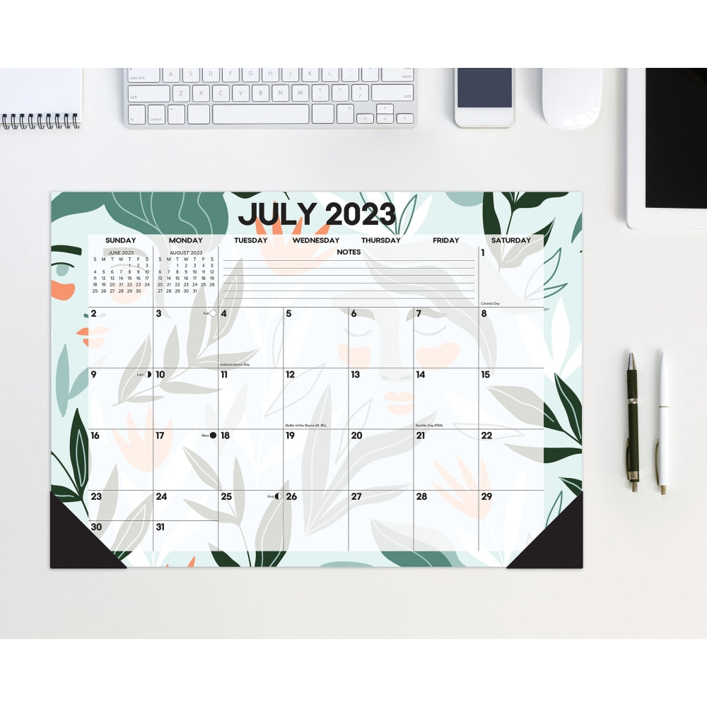 2023-2024 Willow Creek Press Academic Monthly Desk Pad Calendar, 12in x 17in, Botanical Bliss, July 2023 To June 2024