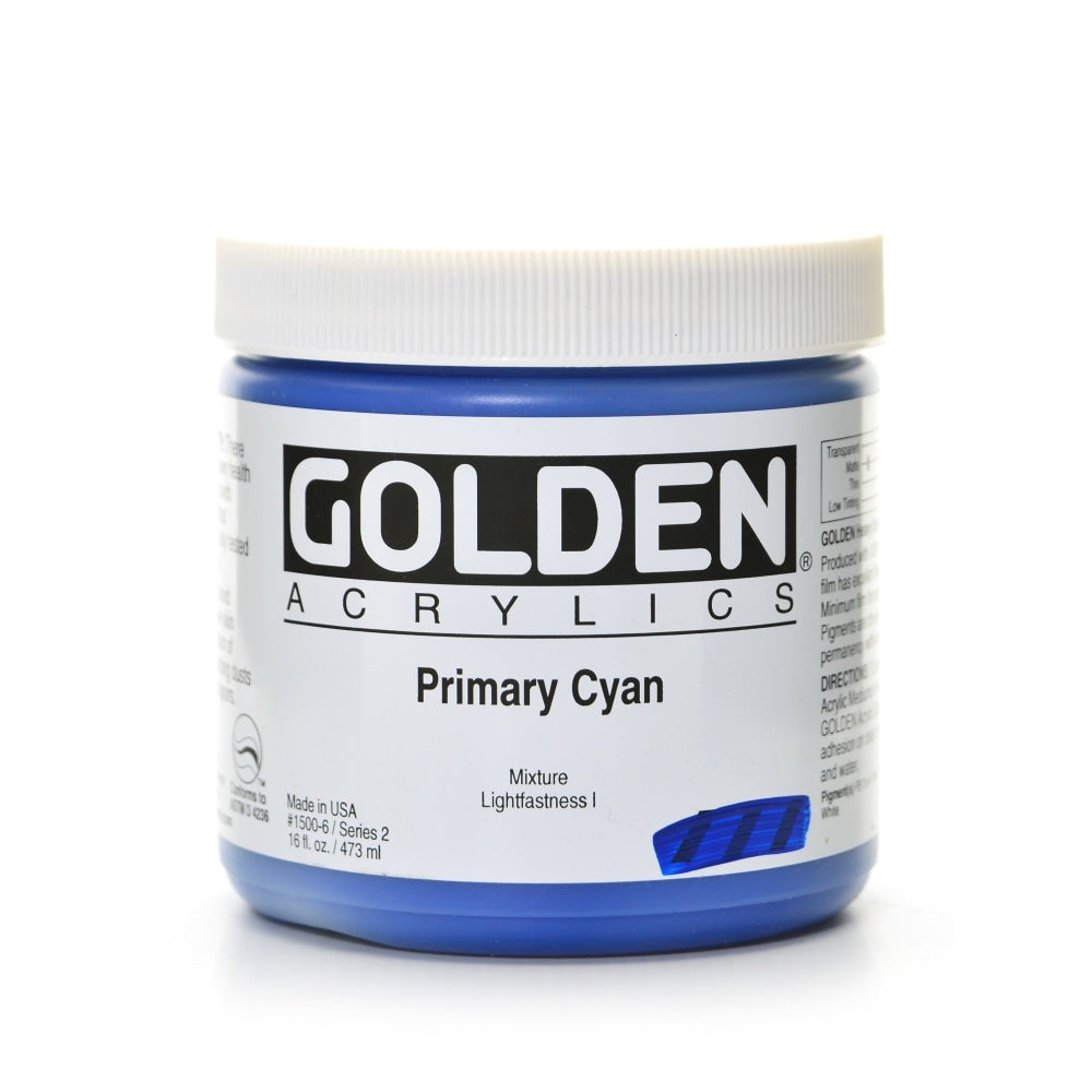 Golden Heavy Body Acrylic Paint, 16 Oz, Primary Cyan