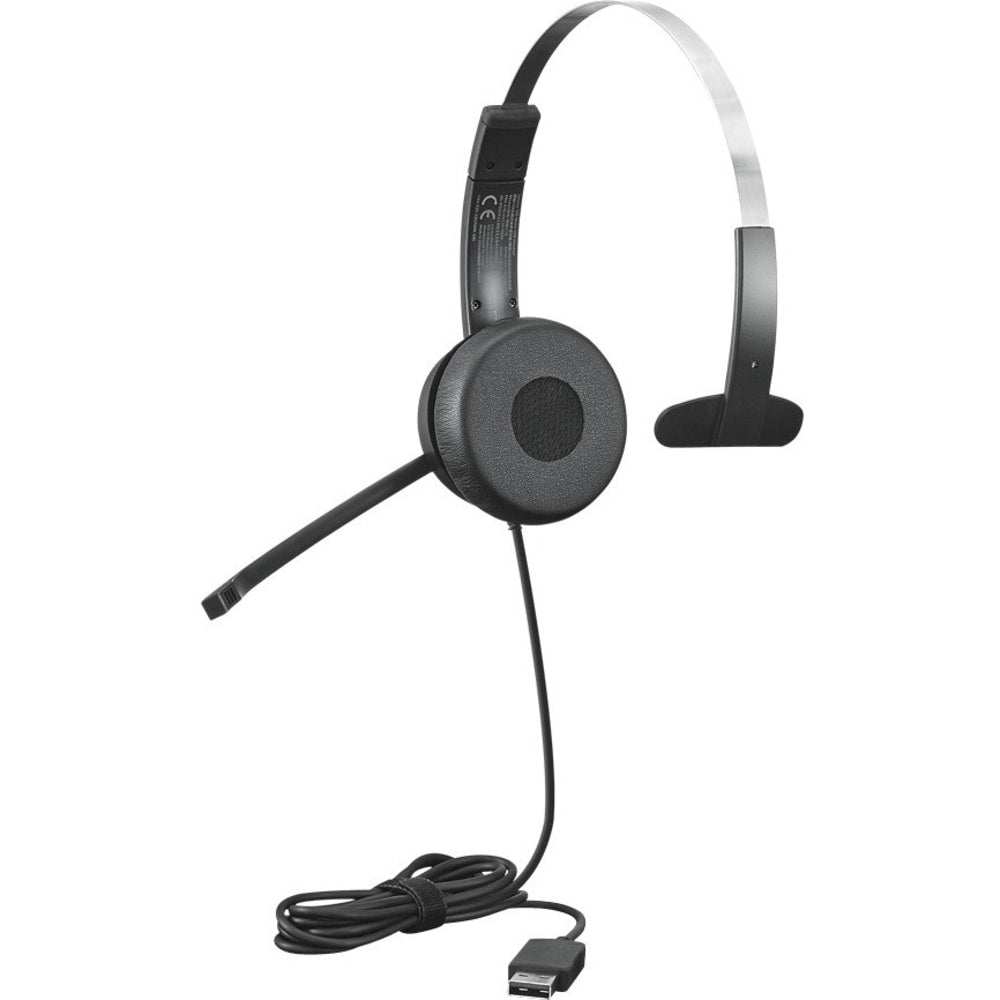 Lenovo 100 Mono USB Headset - Mono - USB Type A - Wired - 32 Ohm - 20 Hz - 20 kHz - Over-the-head - Monaural - Supra-aural - 5.91 ft Cable - Noise Cancelling Microphone - Black