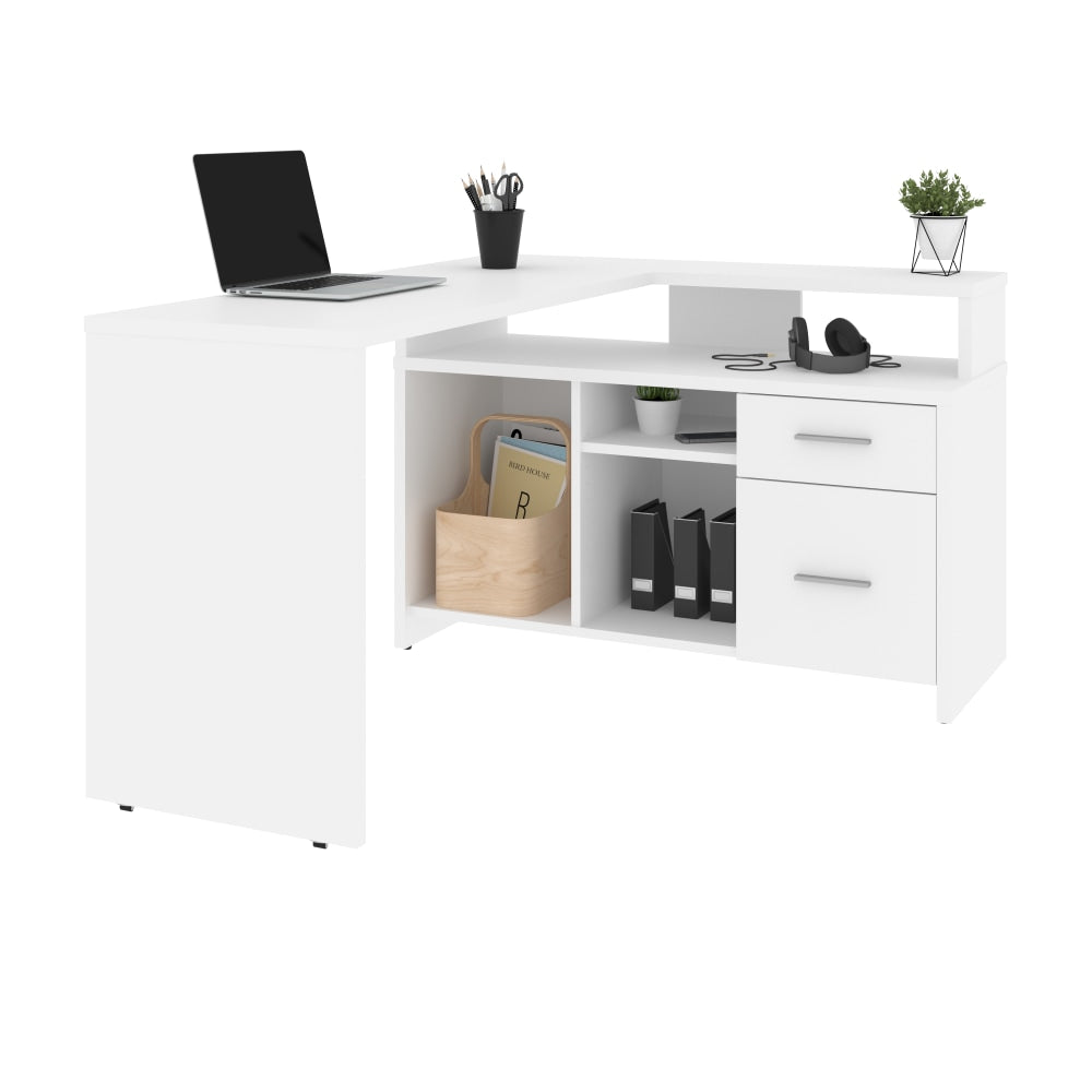 Bestar Equinox 57inW L-Shaped Corner Desk, White