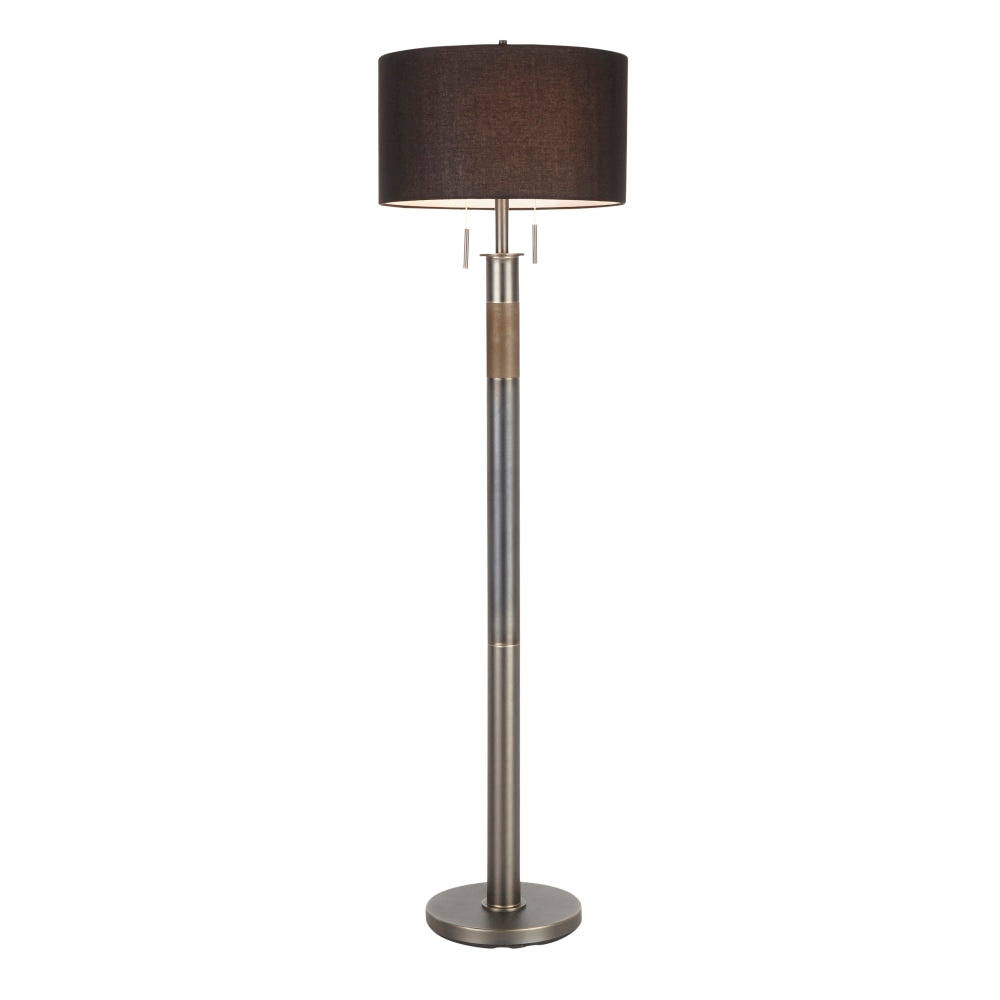 LumiSource Trophy Floor Lamp, 62inH, Black Shade/Gunmetal Base