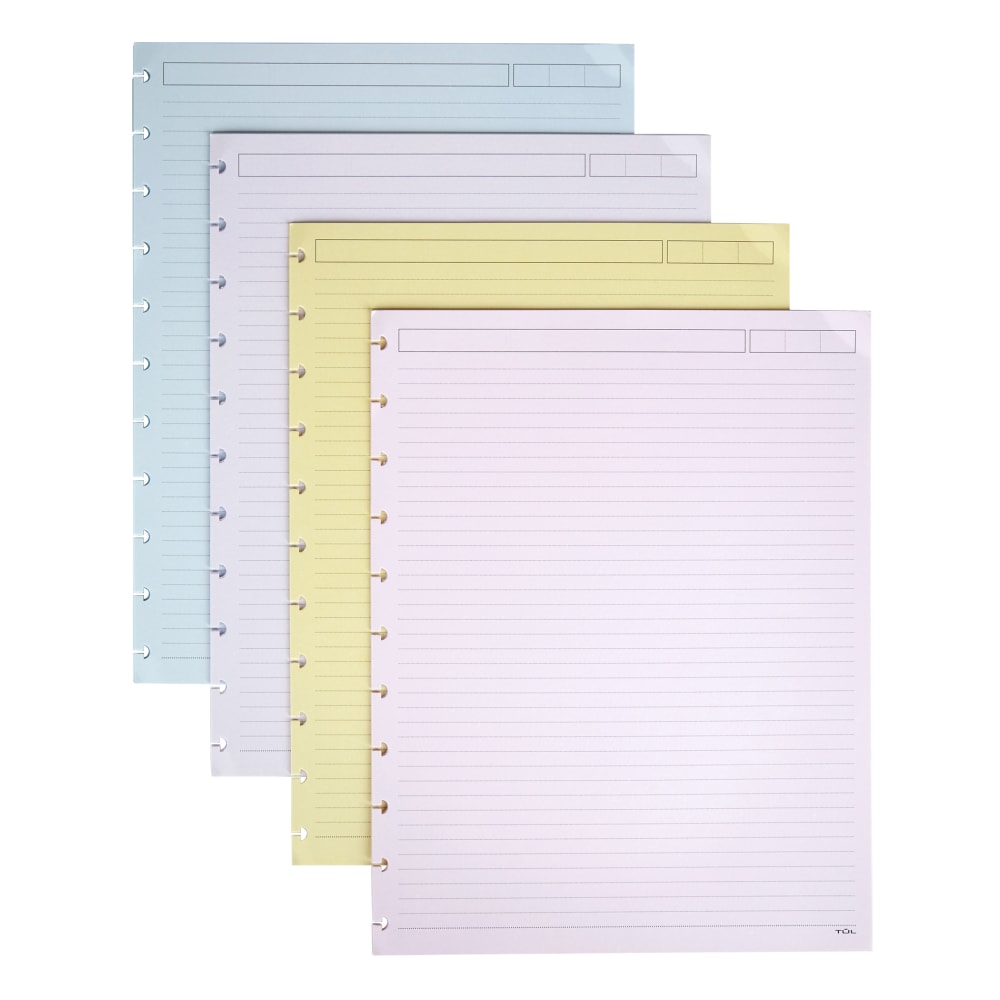 TUL Discbound Notebook Refill Pages, Letter Size, Narrow Ruled, 50 Sheets, Assorted Colors