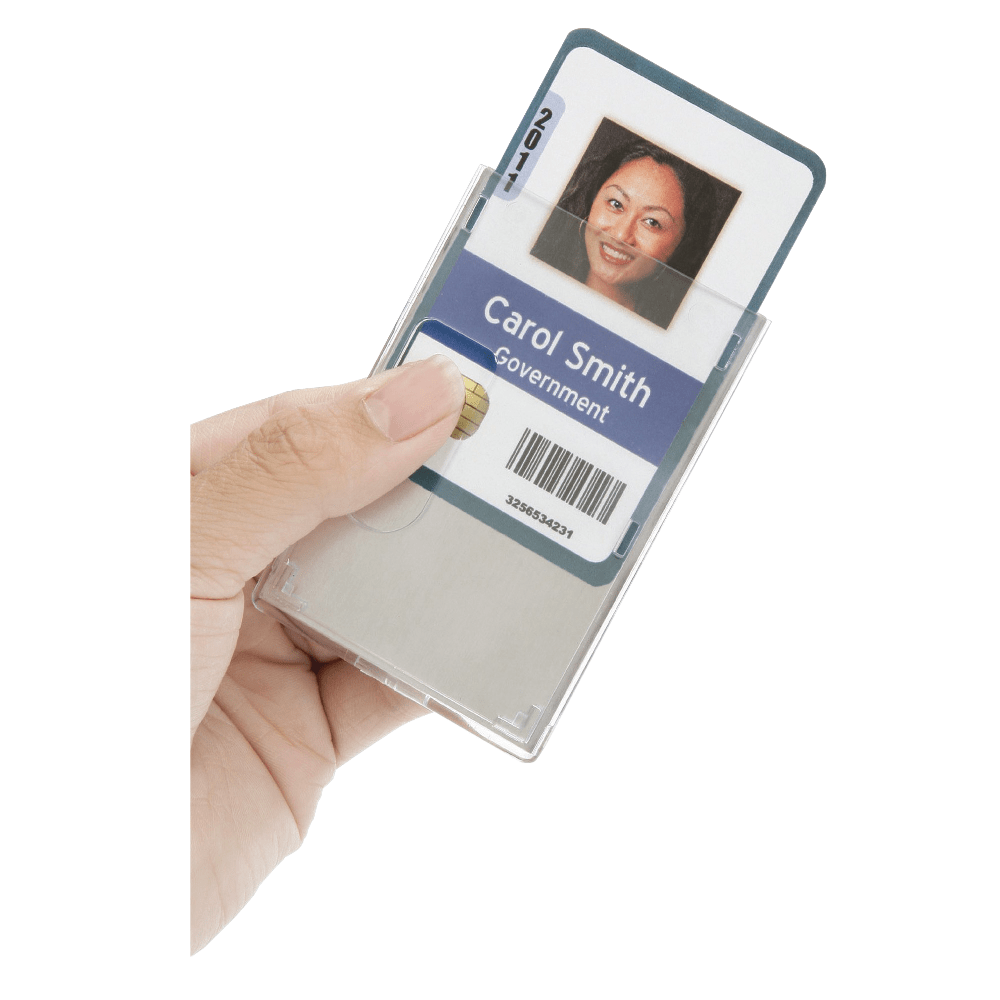 SKILCRAFT Smart Card Holder, 2 1/8in x 3 1/2in, Clear, Box Of 250 (AbilityOne 8455-01-645-2732)