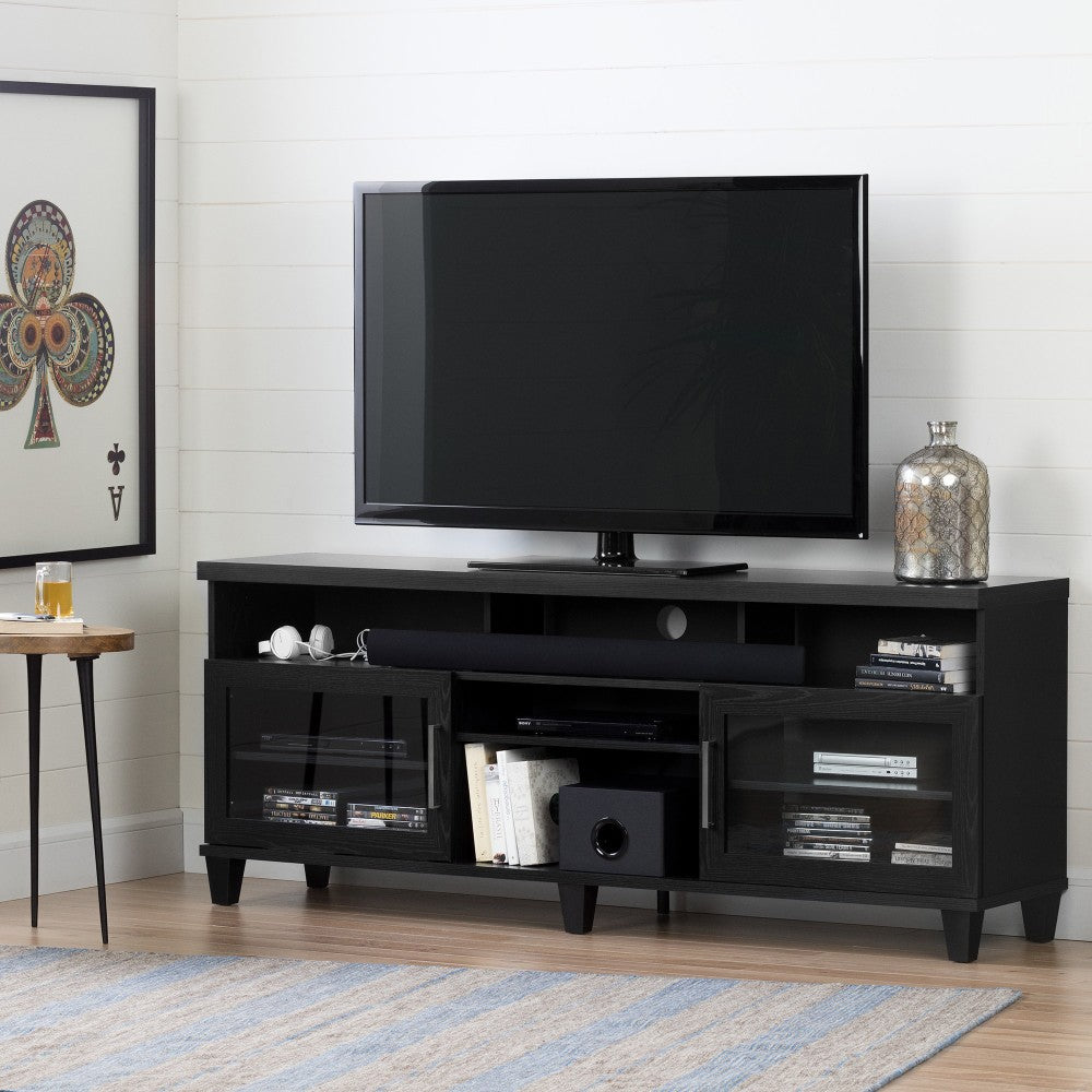 South Shore Adrian TV Stand For TVs Up To 75ft", Black Oak