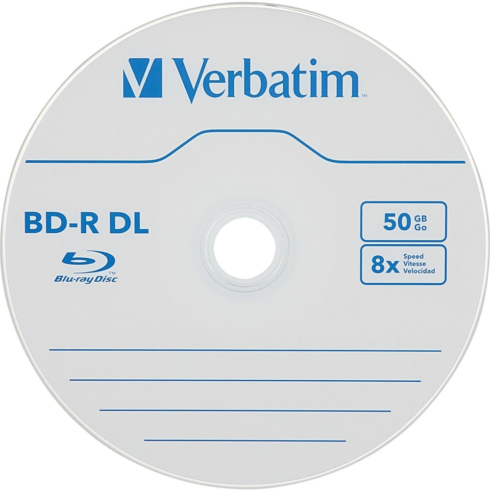 Verbatim BD-R DL 50GB 8X, Verbatim, 10pk Spindle Box Peg Hanger - 50GB - 10pk Spindle Box