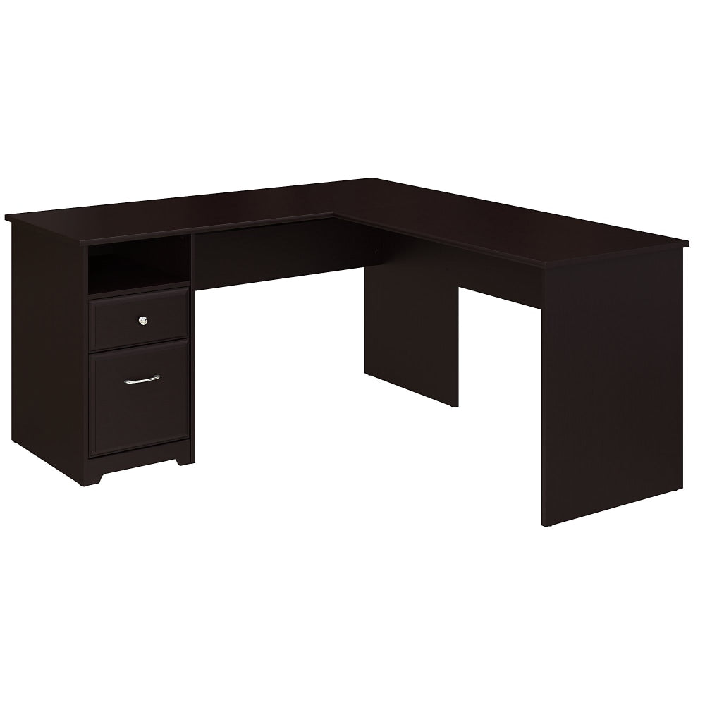 Bush Business Furniture Cabot L 60inW Shaped Corner Desk With Drawers, Espresso Oak, Standard Delivery