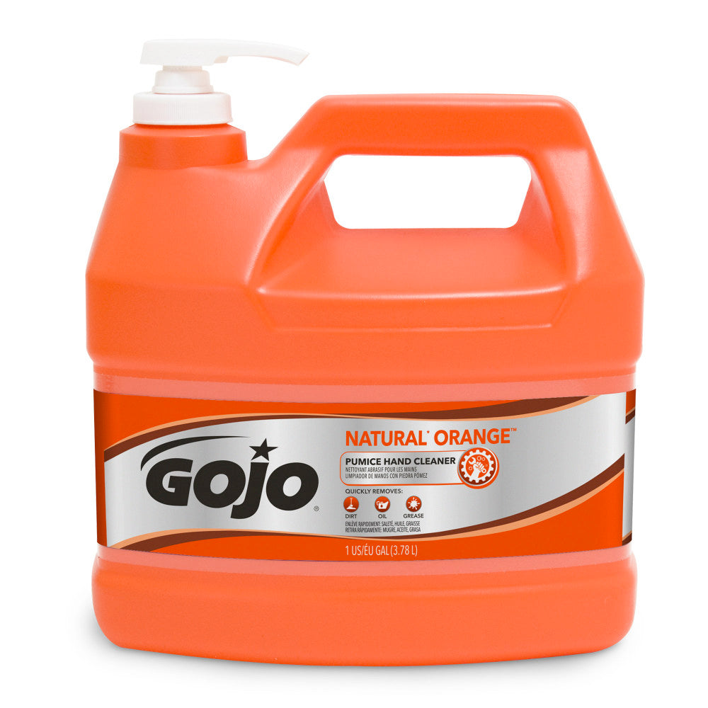 GOJO Natural Orange Pumice Heavy-Duty Lotion Hand Soap Cleaner, Citrus Scent, 128 Oz, Carton Of 4 Bottles