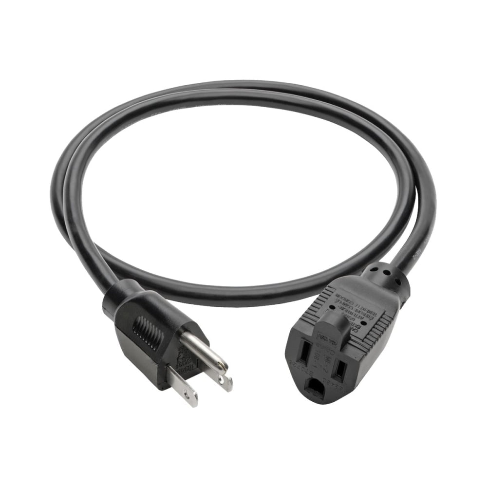 Eaton Tripp Lite Series Power Extension Cord, NEMA 5-15P to NEMA 5-15R - 10A, 120V, 18 AWG, 3 ft. (0.91 m), Black - Power extension cable - NEMA 5-15 (P) to NEMA 5-15 (R) - AC 120 V - 10 A - 3 ft - molded - black