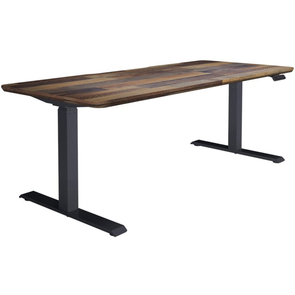 VARI 72inW Adjustable Electric Standing Desk, Reclaimed Wood