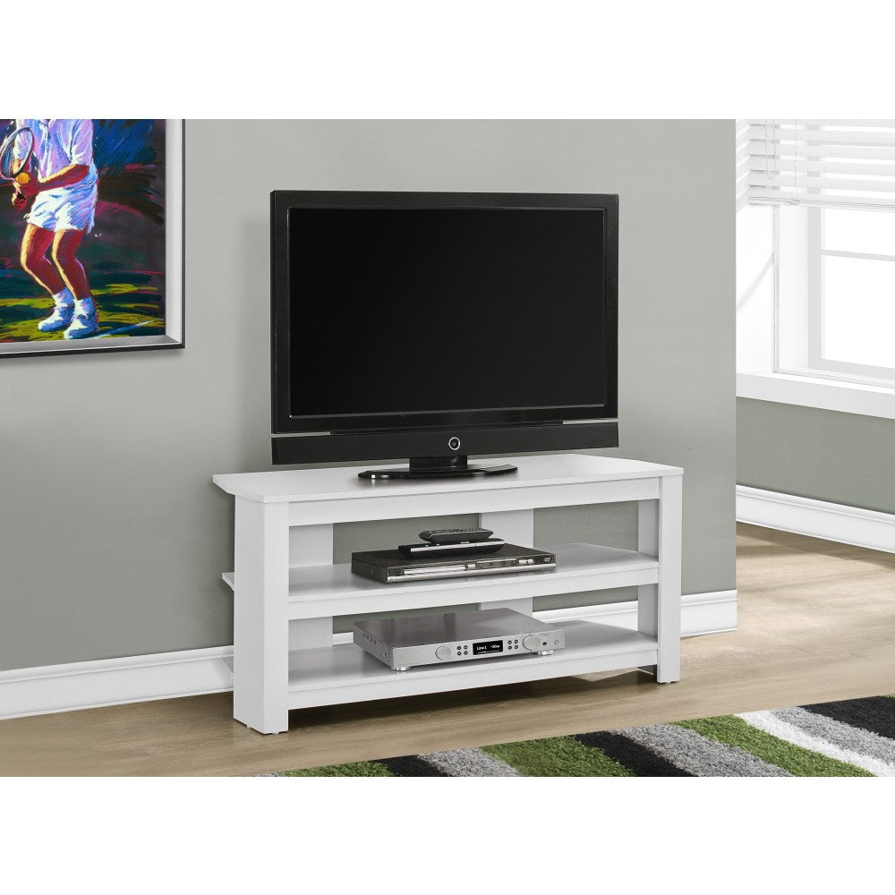 Monarch Specialties TV Stand, 3-Shelf, For Flat-Panel TVs Up To 40in, White