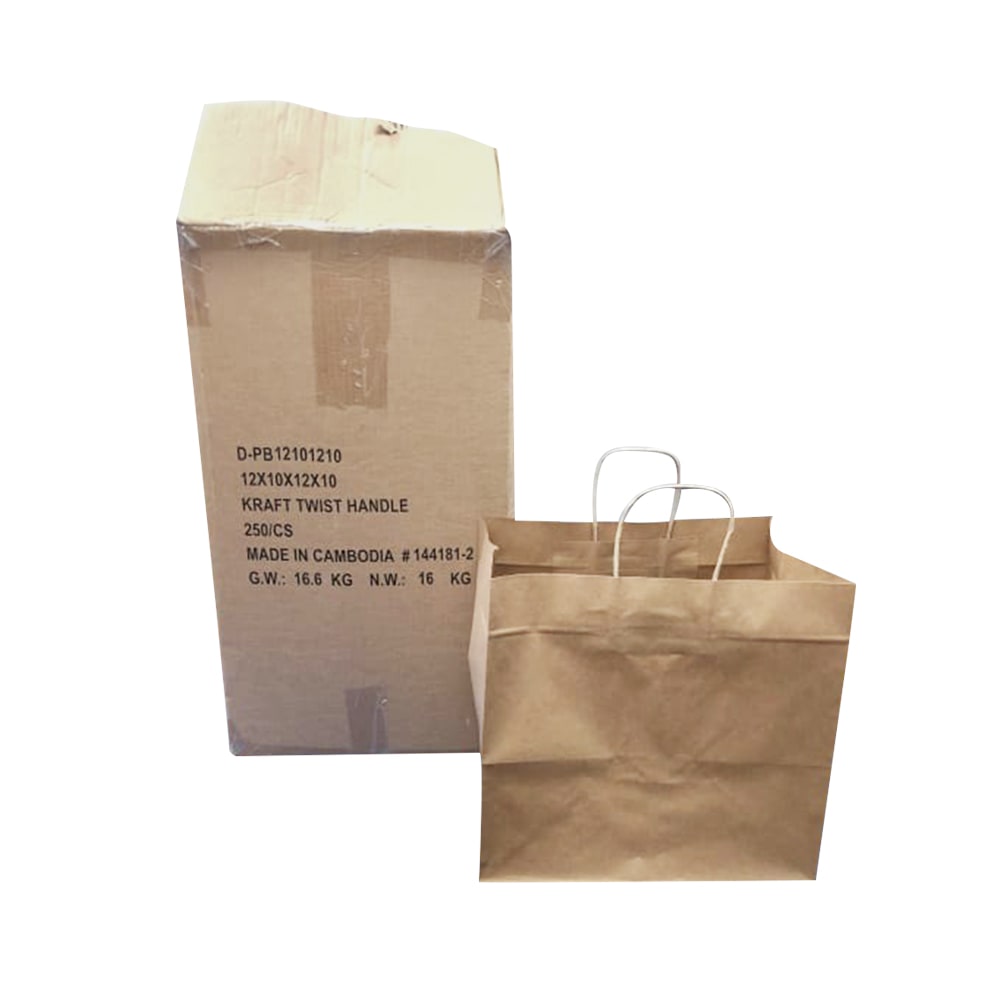 Island Plastic Bags Handled Paper Bags, 11.8in x 9.84in x 12.6in, Pack of 250