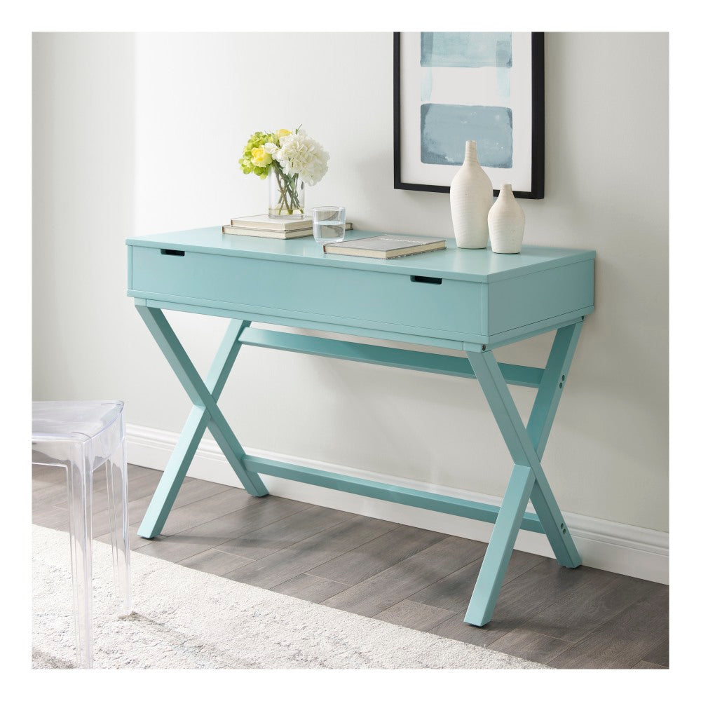 Linon Lacey 42inW Lift-Top Computer Desk, Turquoise