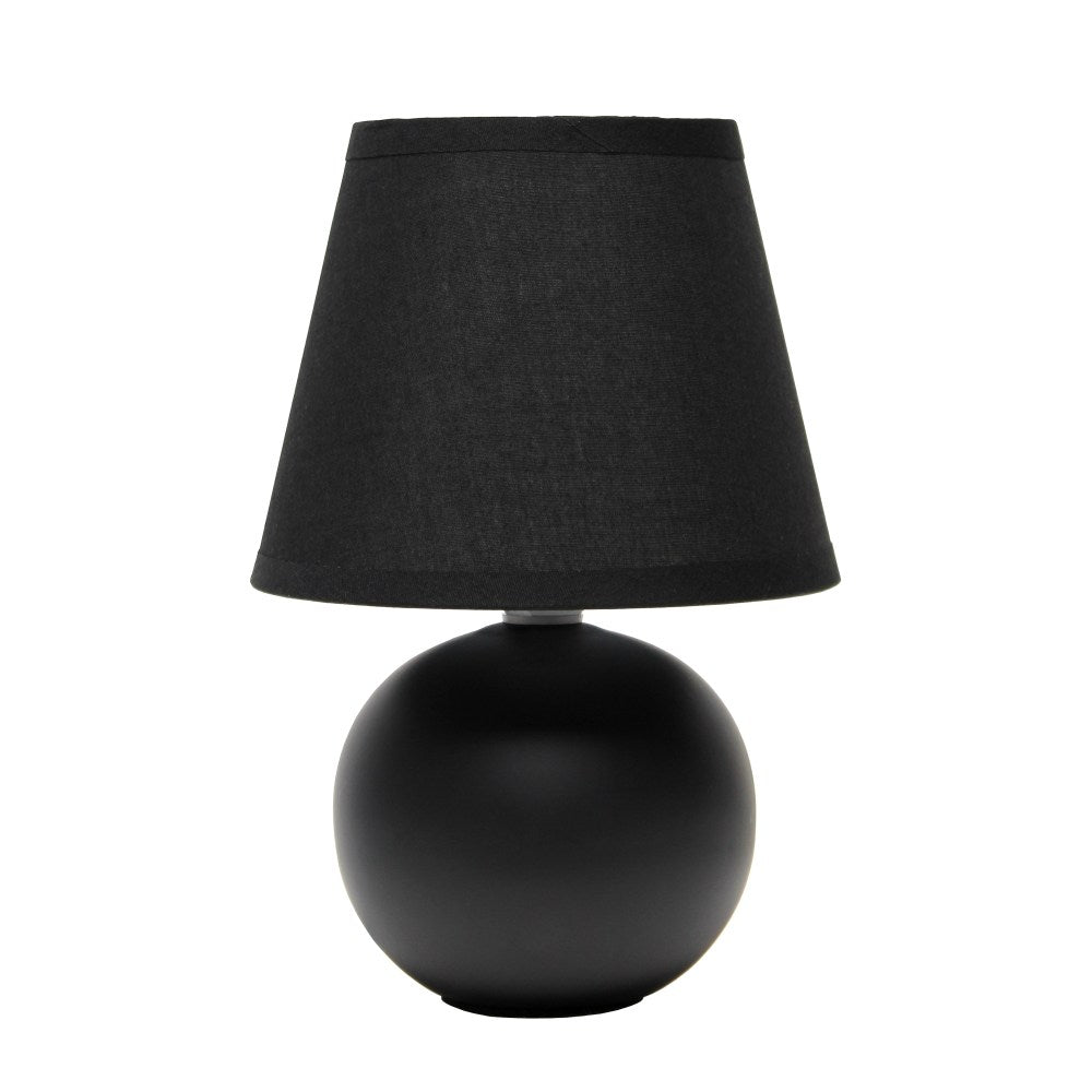 Simple Designs  Mini Ceramic Globe Table Lamp, 8 7/8inH, Black