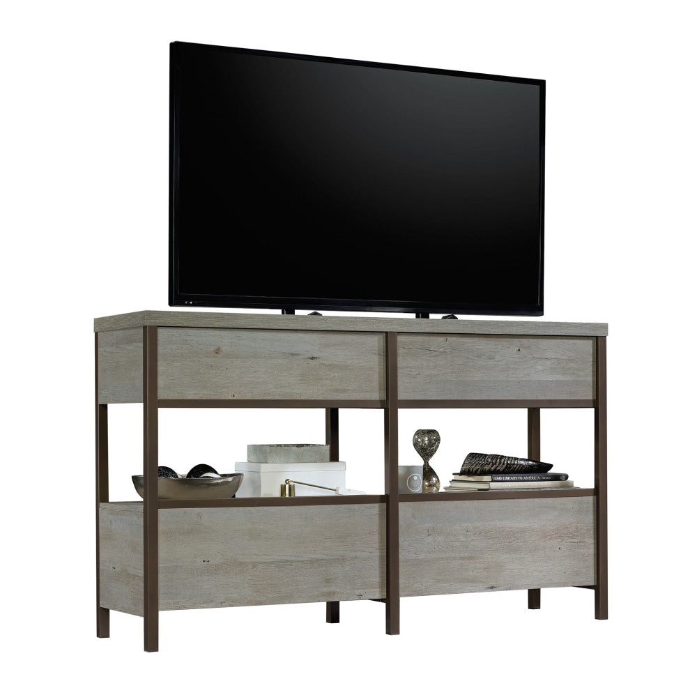 Sauder Manhattan Gate Credenza With Vanishing Drawers For 60in TVs, Mystic Oak