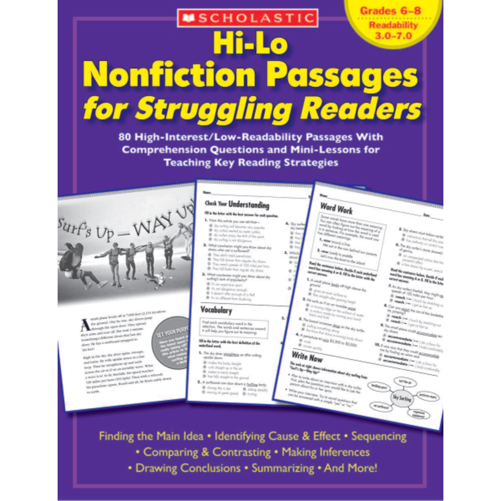 Scholastic Hi-Lo Nonfiction Passages - Grades 6-8