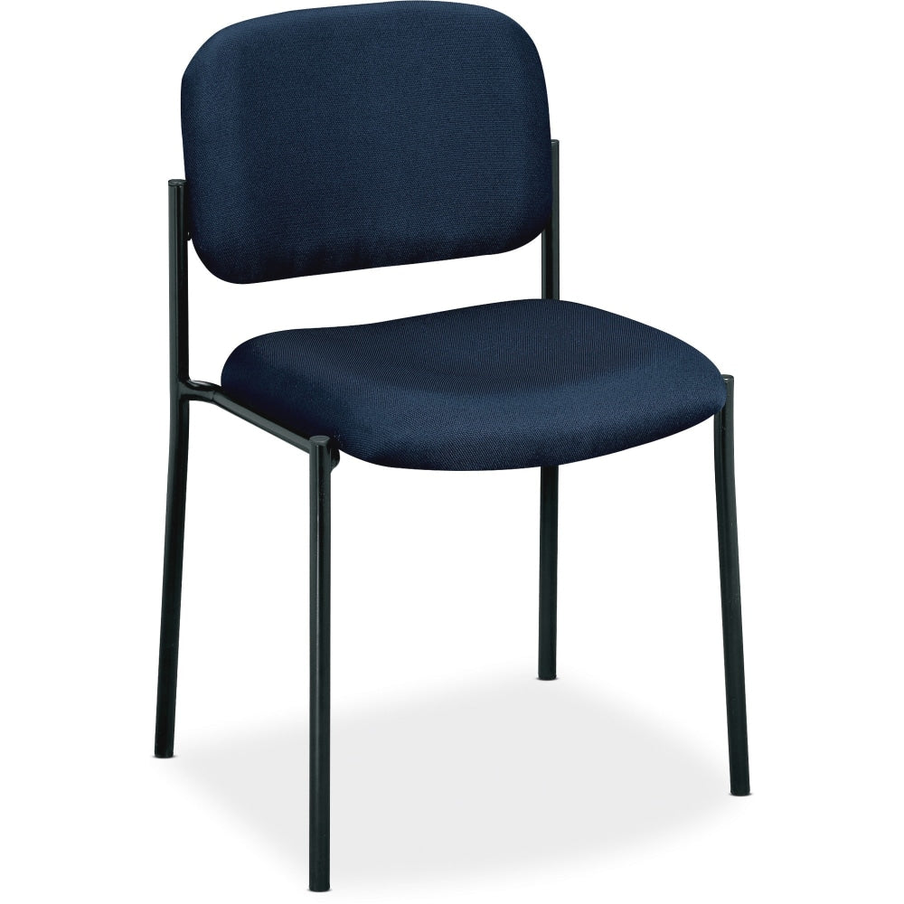 HON Fabric Stacking Guest Chair With Leg Base, Black/Navy Blue