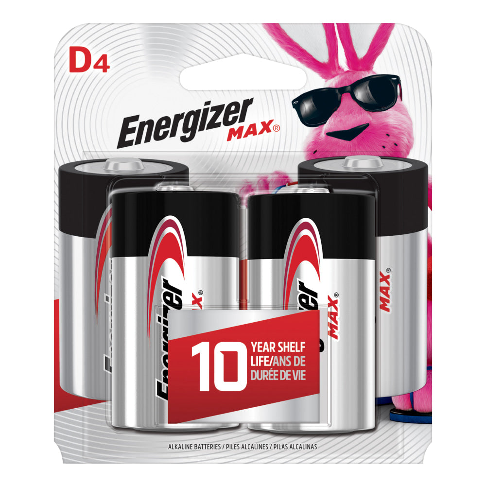 Energizer Max D Alkaline Batteries, Pack Of 4