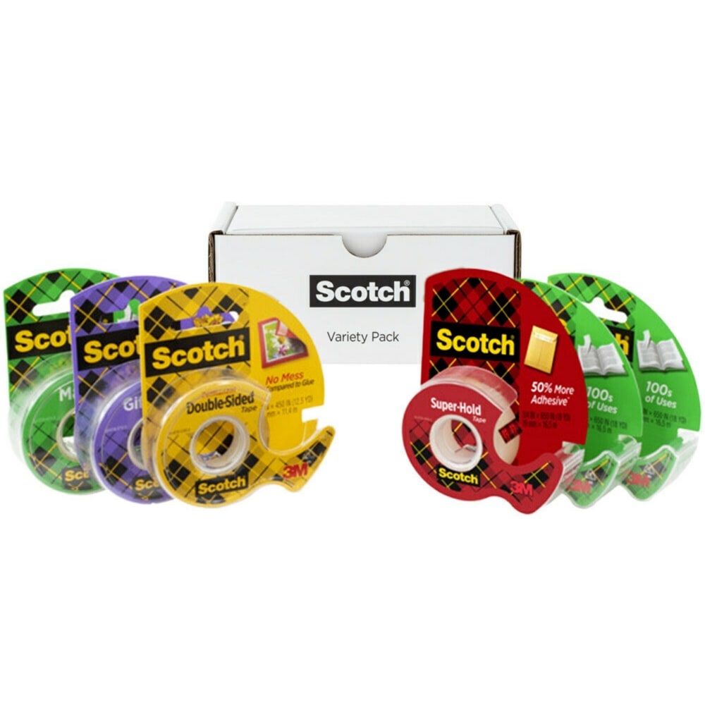 Scotch Variety Tape Pack, 6 Pack, Assorted Tapes Include Magic Tape, Double-Sided Tape, Gift-Wrap Tape and Super-Hold Tape