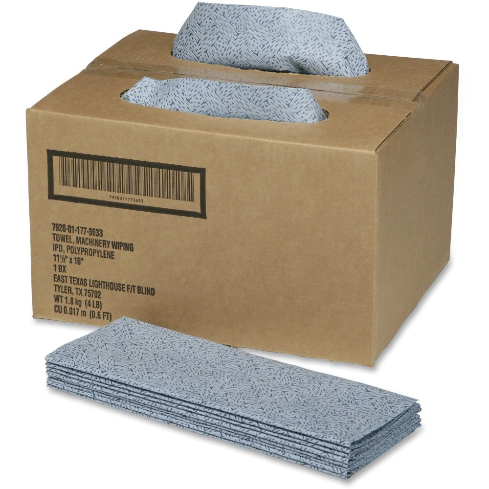 SKILCRAFT ScrubWipes Preparation Wipers, 11 1/2in x 16 1/2in, Blue, Pack Of 300 (AbilityOne 7920-01-177-3633)