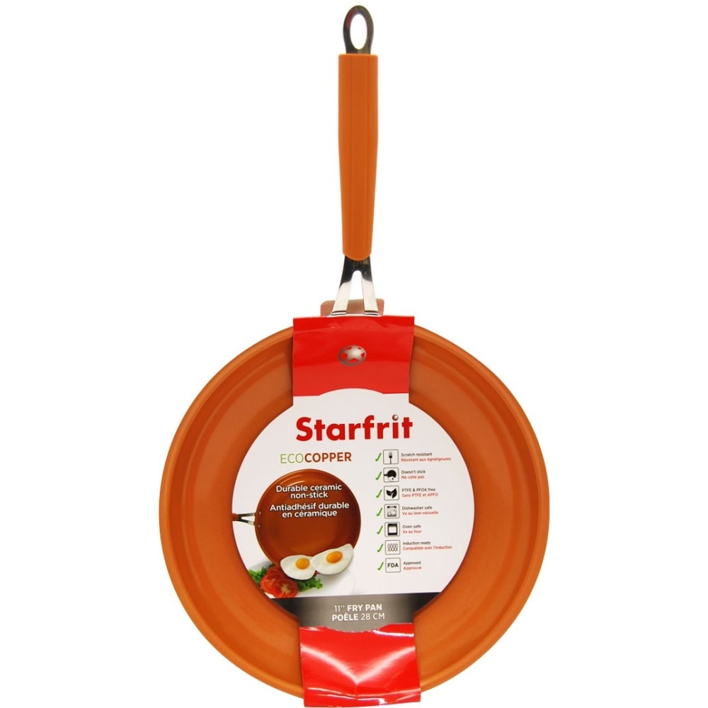 Starfrit EcoCopper - 11in (28cm) Fry Pan - Frying, Cooking - Dishwasher Safe - Oven Safe - 11in Frying Pan - Copper - Metallic