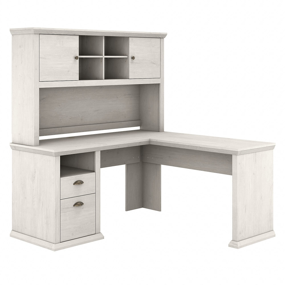 Bush Business Furniture Yorktown 60inW L-Shaped Corner Desk With Hutch, Linen White Oak, Standard Delivery