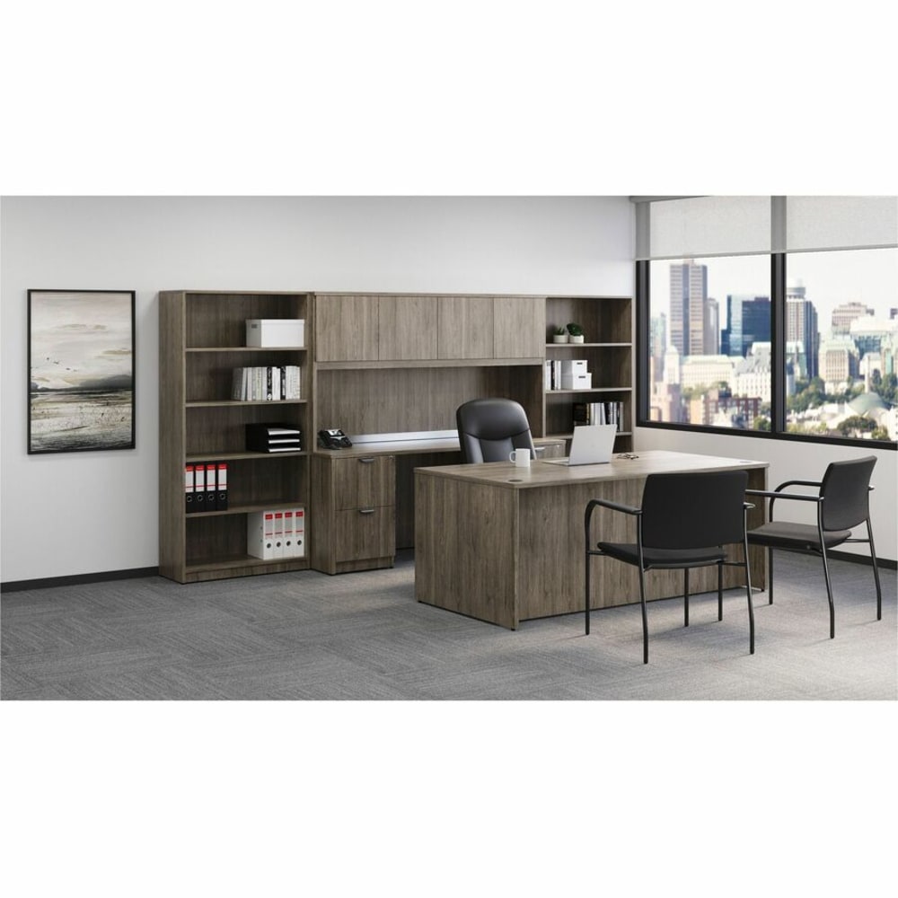 Lorell Prominence 2.0 72inW Double-Pedestal Computer Desk, 95% Recycled, Gray Elm