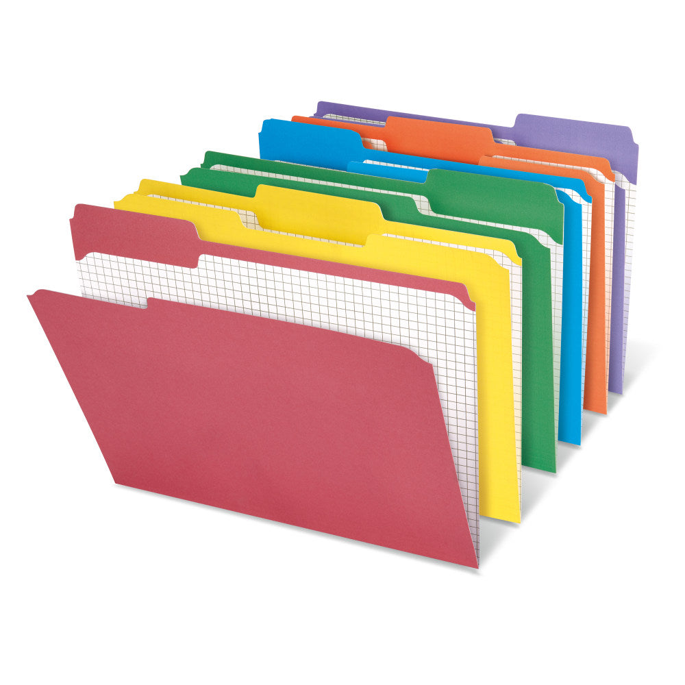 Office Depot Brand Reinforced Tab Color File Folders With Interior Grid, 1/3 Cut, Letter Size, Assorted Colors, Box Of 100