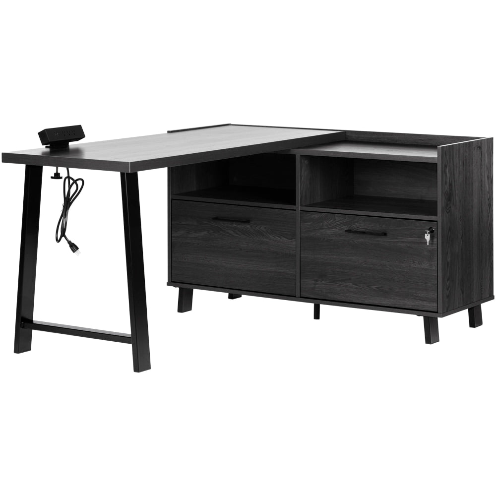 South Shore Kozack 51inW L-Shaped Computer Desk, Gray Oak