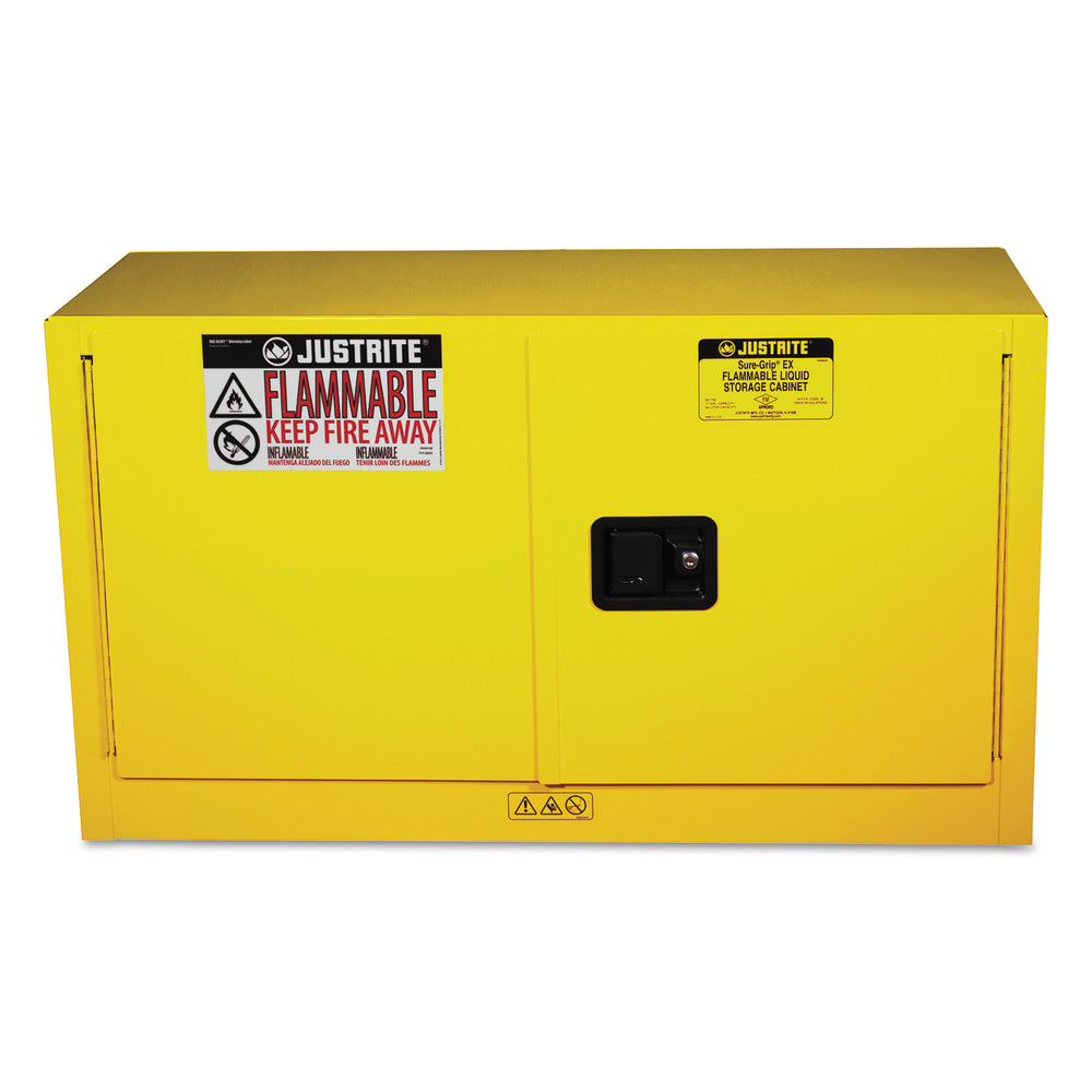 Yellow Piggyback Safety Cabinets, Self-Closing Cabinet, 17 Gallon