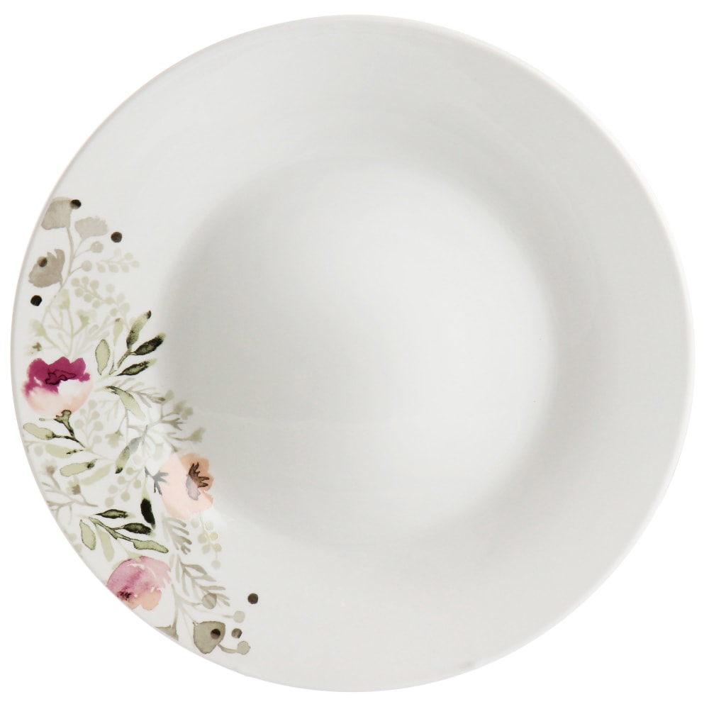 Gibson Home Lily Garden Ceramic 12-Piece Dinnerware Set, White/Pink