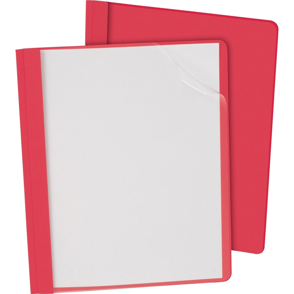 Oxford Clear-Front Report Covers, 8 1/2in x 11in, Red, Pack Of 25