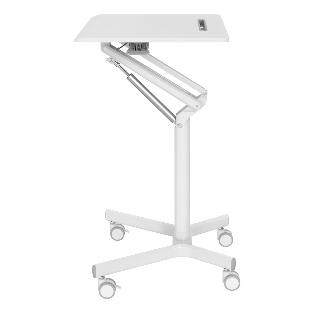 Realspace 28inW Mobile Sit-to-Stand Compact Desk/Laptop Cart Workstation, 28-3/4inH x 28inW x 22-1/16inD, White