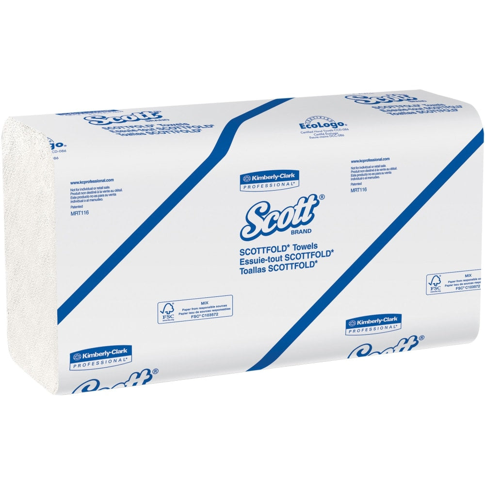 Scott Essential Multi-Fold Paper Towels, 9-7/16in x 12-7/16in, White, 175 Sheets Per Roll, Case Of 25 Rolls