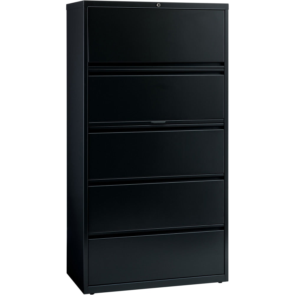 Lorell Fortress 36inW x 18-5/8inD Lateral 5-Drawer File Cabinet, Black